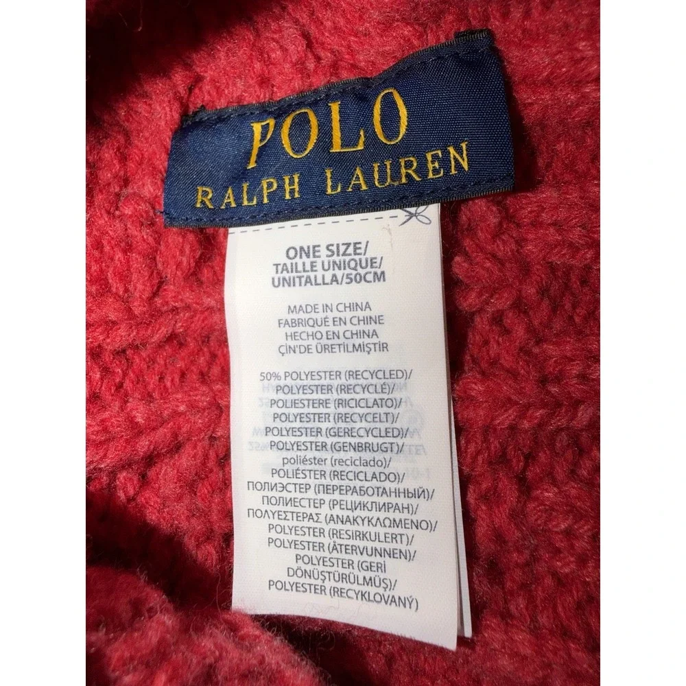 Polo Ralph‎ Lauren Men's Cable Knit Bear Beanie Red